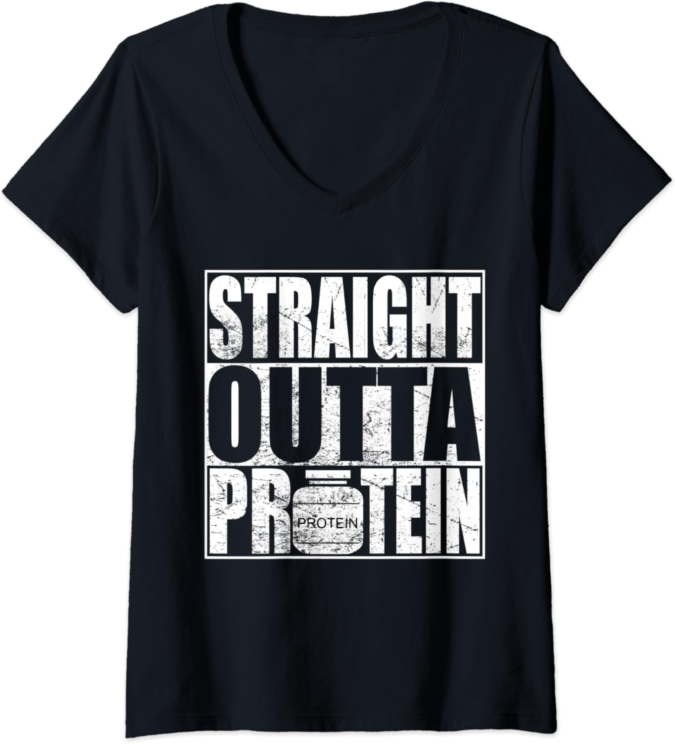 Womens Straight Outta Protein Weightlifters Gym Gift VNeck TShirt Clothing